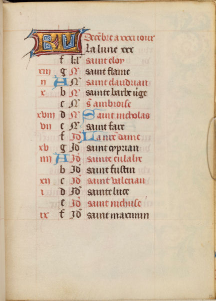Image of Calendar for December from LUL MS F.2.8
