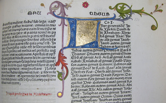 Decorated initial for the start of St Matthew's Gospel
