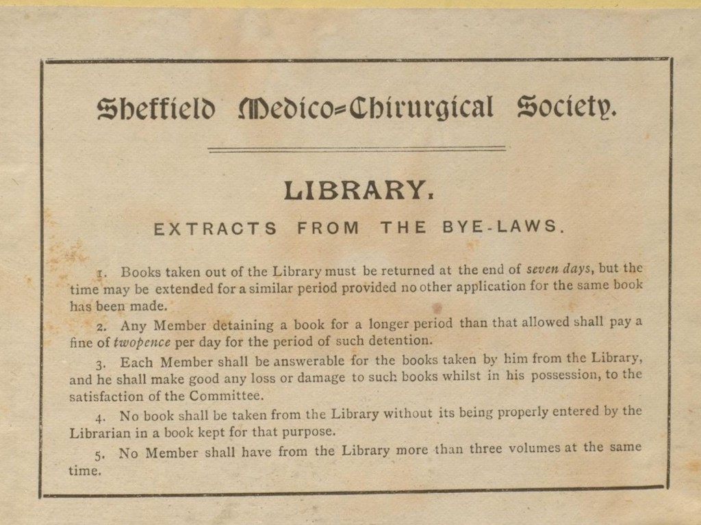 Y88.3.326 Sheffield Medico-Chirurgical Society Library Bookplate