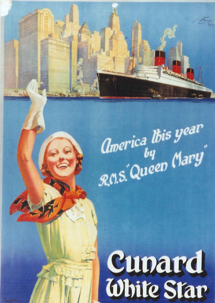 D42-PR11-2 CunardWhiteStarQueenMaryPoster