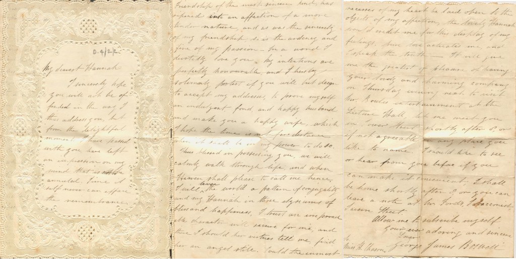 D4/2/2 Love letter from George James Boswell to Hannah Chason