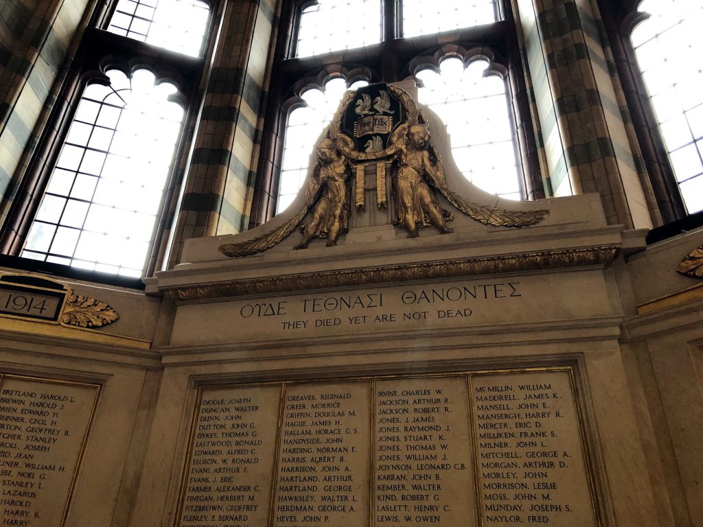 Victoria Gallery and Museum Memorial to Staff and Students lost in WW1