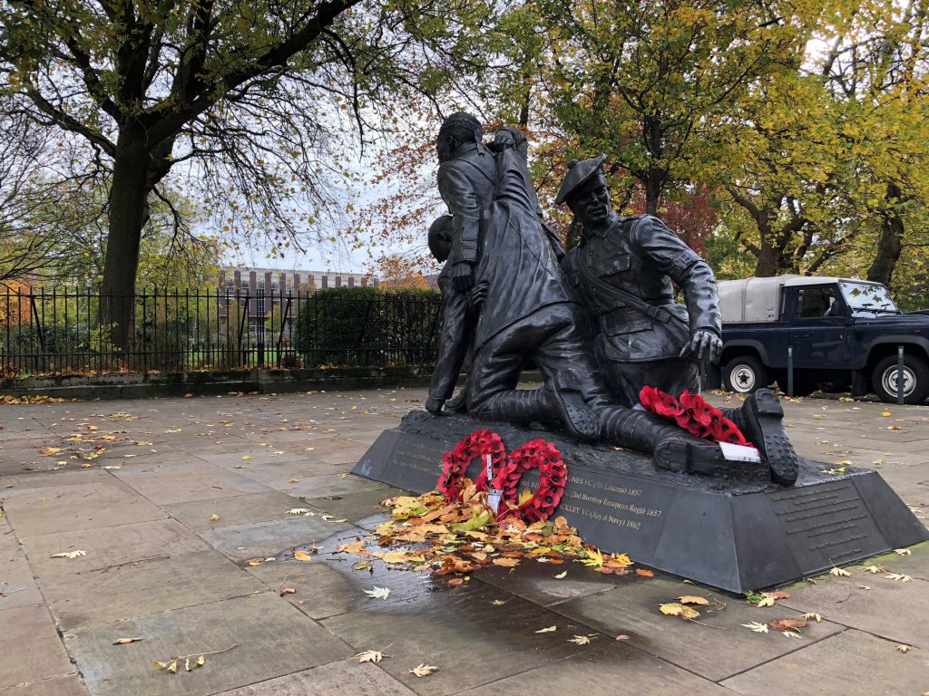 WW1 statue on the University of Liverpool campus