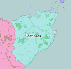 map of Caithness showing historic county area