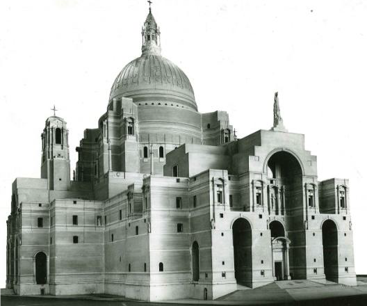 Showing Edwin Lutyens' design for the Metropolitan Cathedral.