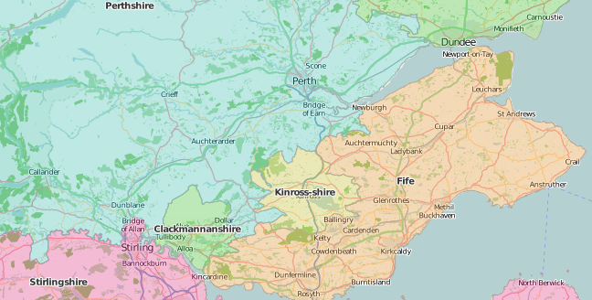 map of Fife showing historic county 