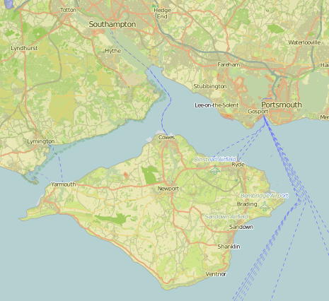 map of Isle of Wight showing historic county