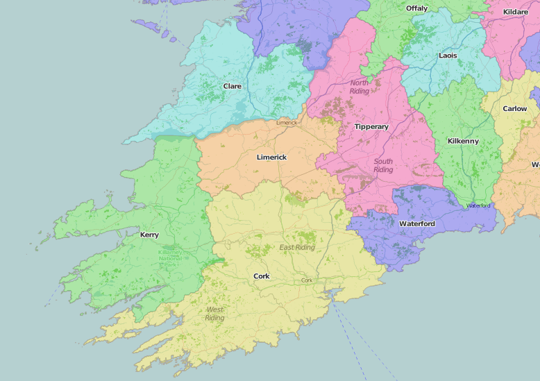 map of Munster showing ancient province area