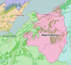 map of Nairnshire showing historic county area