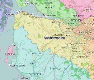 map of Renfrewshire showing historic county area 