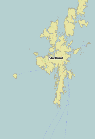 map of Shetland showing historic county area