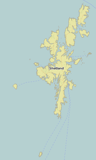 map of Shetland showing historic county area