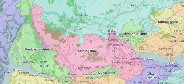 mao of Stirlingshire showing historic county area