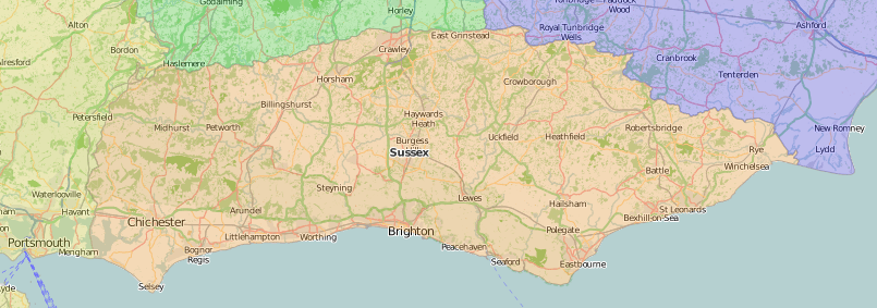 map of Sussex showing historic area