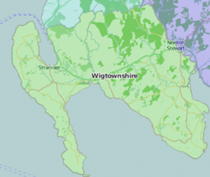 map pof Wigtownshire showing historic county area