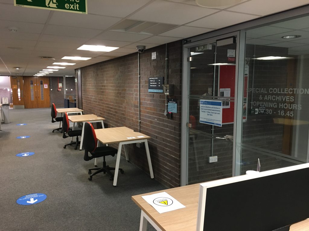 Entrance of Special Collections and Archives in the library