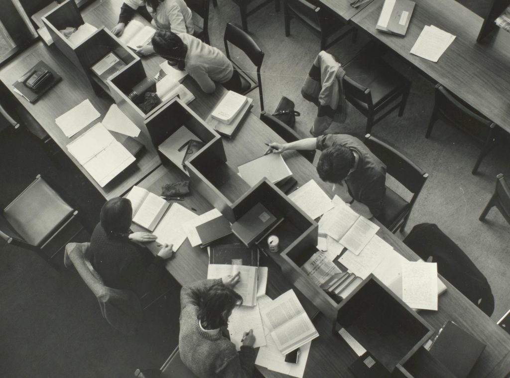 students studying in the law library