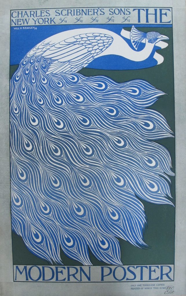 A limited edition Charles Scribner's Sons 'Modern Poster' showing a stylised peacock.