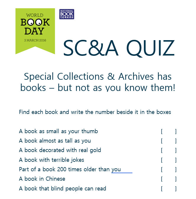 Screenshot of World Book Day quiz