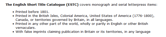 Screenshot of ESTC description
