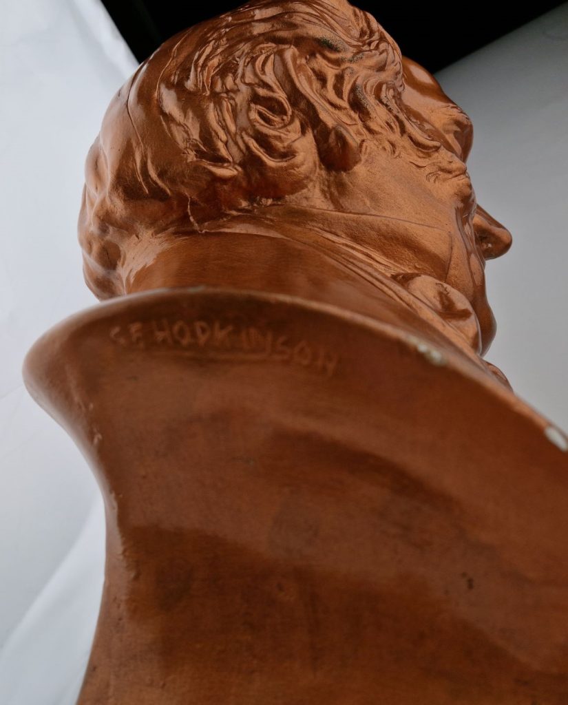 Samuel Cunard portrait bust showing Hopkinson inscription