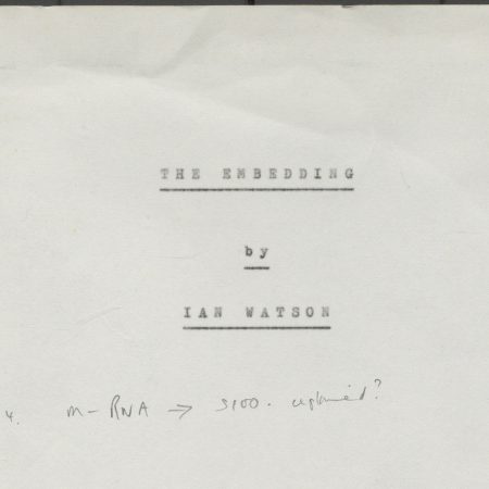 part of page with typed text and handwritten text.